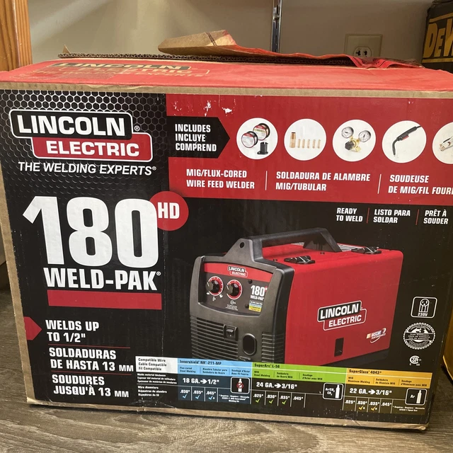 Lincoln Electric 180HD Weld-Pak 1/2  MIG/Flux-Cored Wire Feed Welder K2515-1 NEW