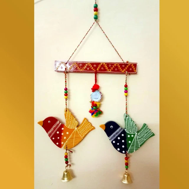 Holz Handbemalt Vogel Wandbehang Haupt Tür Latkan Toran Wandbehang Dekor