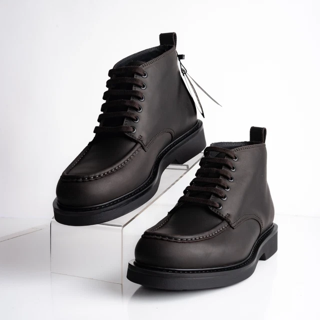 Massimo Dutti Men’s Hiking Boots EU 43 US 10-10.5 Brown Leather Lace Up Buckle Massimo dutti boots leather - Gem main image 2