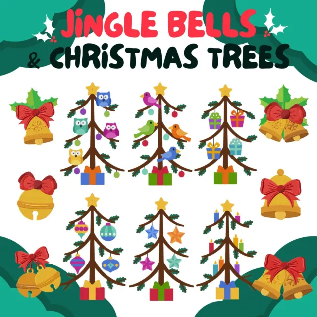 Diseños de máquina de bordar árboles de Navidad Jingle Bells, paquete de 12 [Descargar]