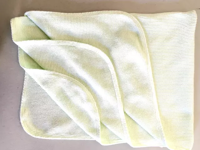 Vintage Gerber Waffle Weave Baby Blanket Made in USA Cotton Pale Mint Green