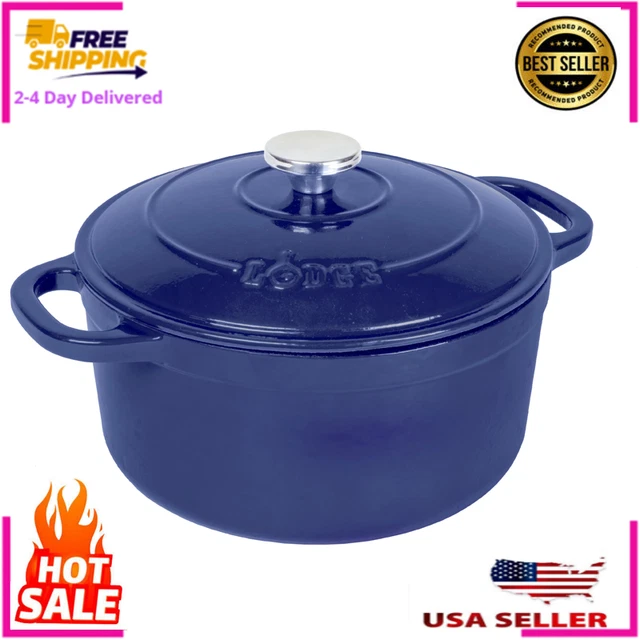 Lodge Cast Iron 6.5 Quart Enameled Dutch Oven, Indigo, free shipping