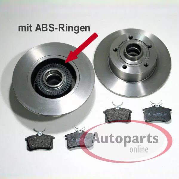 Discos de freno Ø 245 mm y pastillas con anillos ABS traseros para Audi A4 [B5]