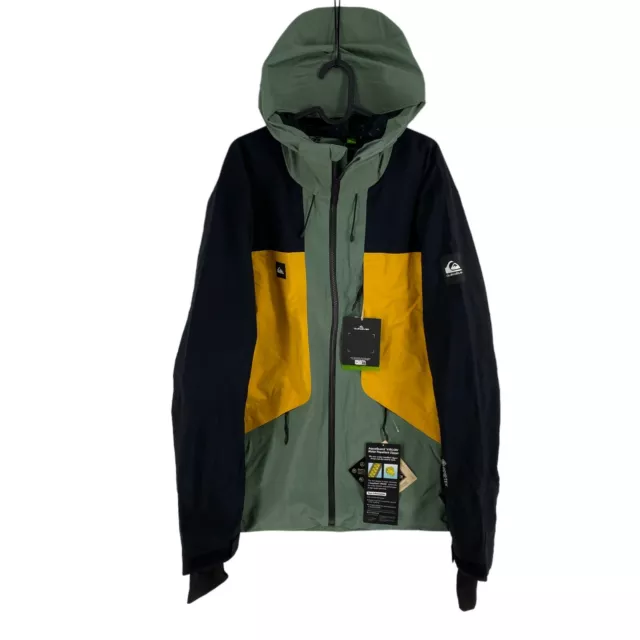 RRP - 400 Quiksilver Vert Toujours Extensible Gore-Tex à Capuche Ski VESTE