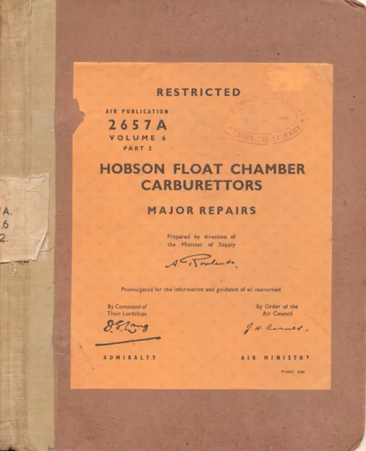 AP2657 Claudel Hobson Float Chamber Carburettors Air Ministry - Digital Scan