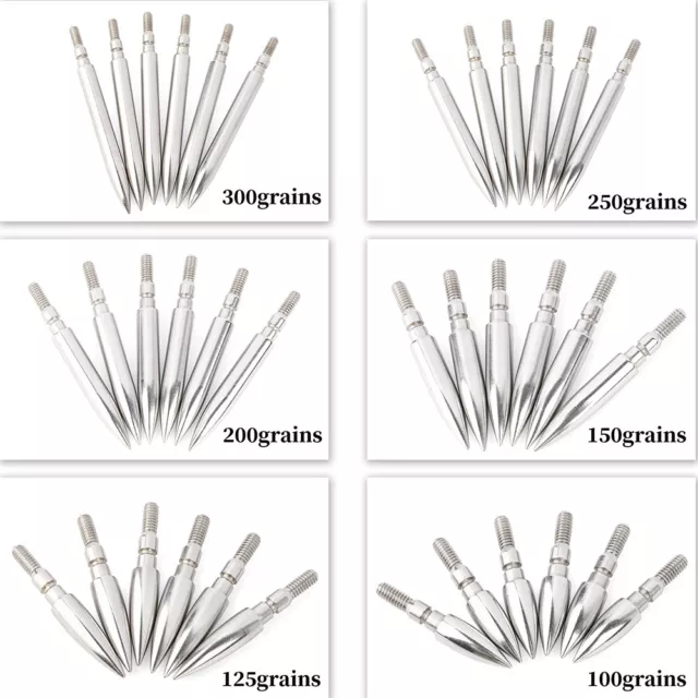 12X Pfeilspitzen 100-300gr Jagdspitzen Bogenschießen Tipps Jagd 5/16 9/32 19/64