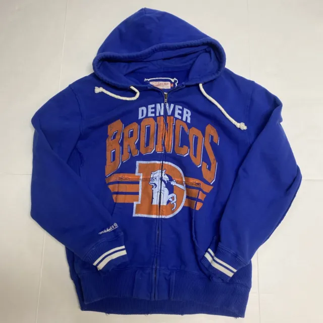 Vintage Mitchell & Ness Denver Broncos Full Zip Hoodie Sweatshirt Men’s Size XL