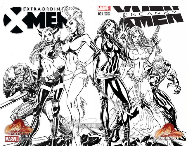 UNCANNY X-MEN #1 + EXTRAORDINARY X-MEN SKETCH NM+ J Scott Campbell