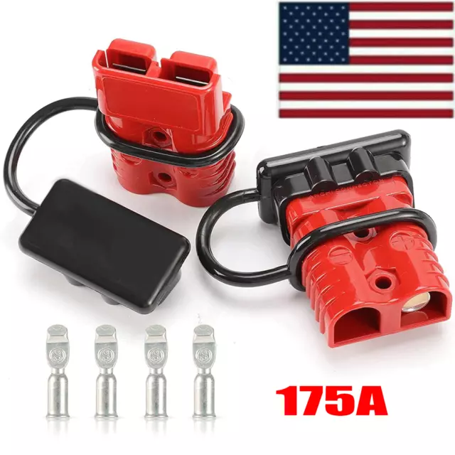 2X 175A 1/0AWG Battery Quick Connect Wire Harness Plug Kit Battery Cable US