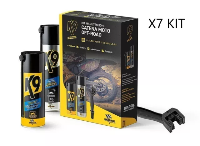 X7 Bardahl Kit Manutenzione Catena Moto Off Road Sgrassatore+Grasso Spray K9