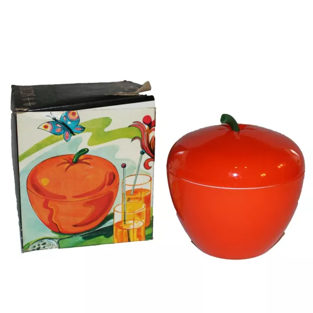 Seau à glaçons vintage pomme plastique orange en boîte