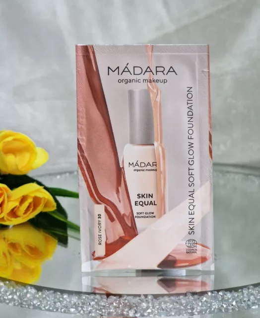 Madara Organic Makeup Vegan Equal Soft Glow Foundation 30 Rose Ivory SAMPLE 2ml