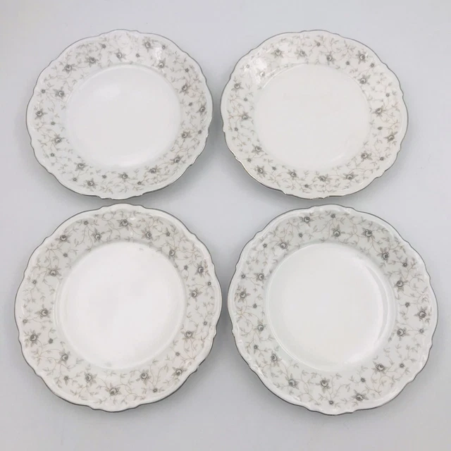 Cuatro (4) platos de mantequilla de pan vintage Mitterteich Bavaria dama Linda Alemania