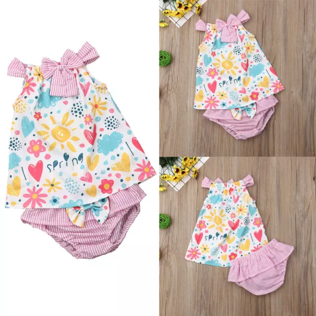 Infant Kids Baby Girls Sling Tops + Shorts Set Summer Vest Pants Outfit Clothes