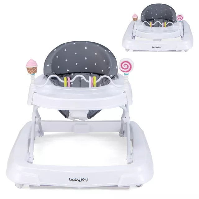 Foldable Baby Activity Walker w/  Adjustable Height& Detachable Seat Cushion