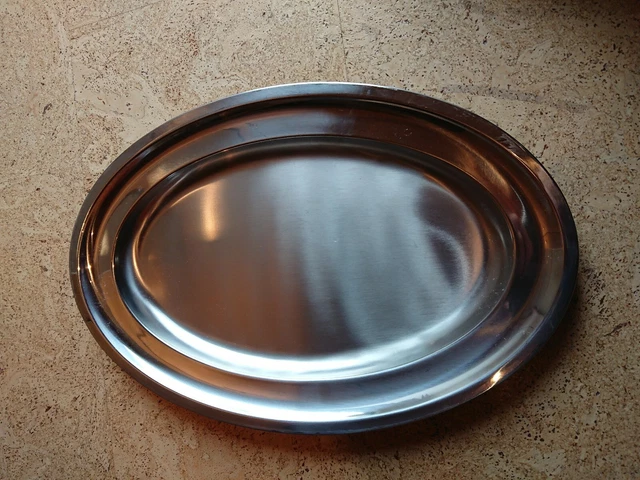 SERVIERPLATTE PINTI ITALY 18/10 oval Edelstahl Servierteller Tablett ...