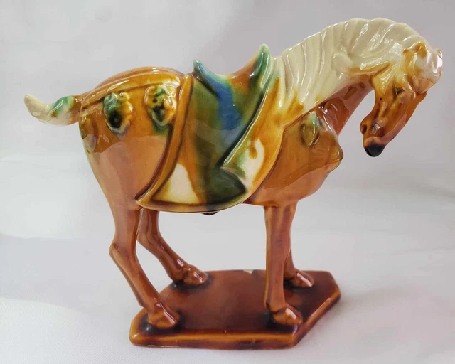 Vtg.  Chinese Tang Dynasty Style Imperial Sancai Tri-Glaze War Horse figurine