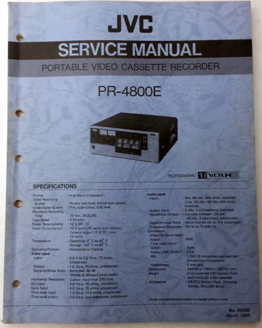 JVC PR-4800E Service Manual