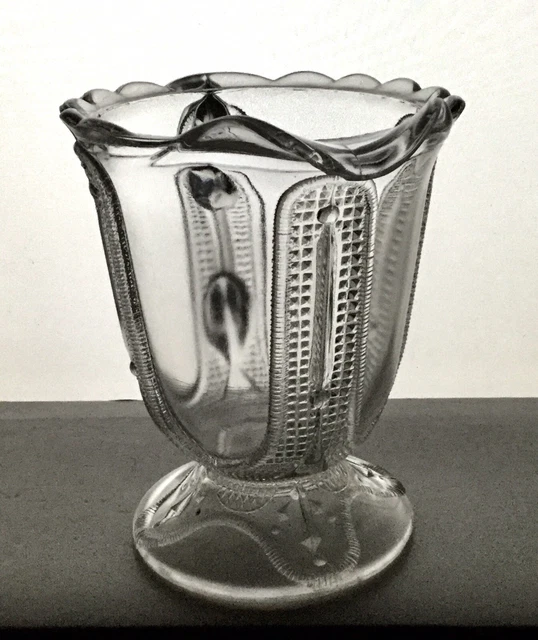 EAPG Antique Adams "CURTAIN TIE BACK" Clear Glass Creamer Cream Pitcher 3