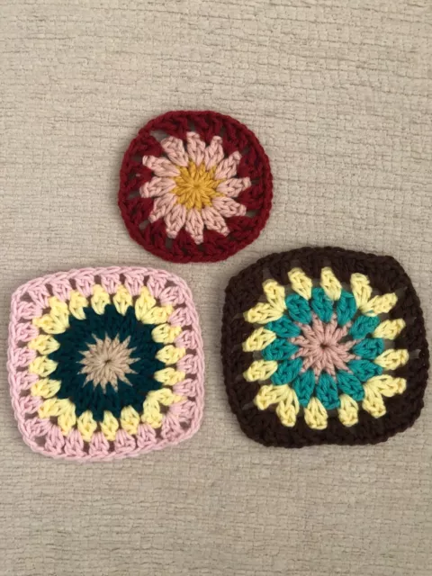 Handmade crochet square coasters set of 3 100%cotton