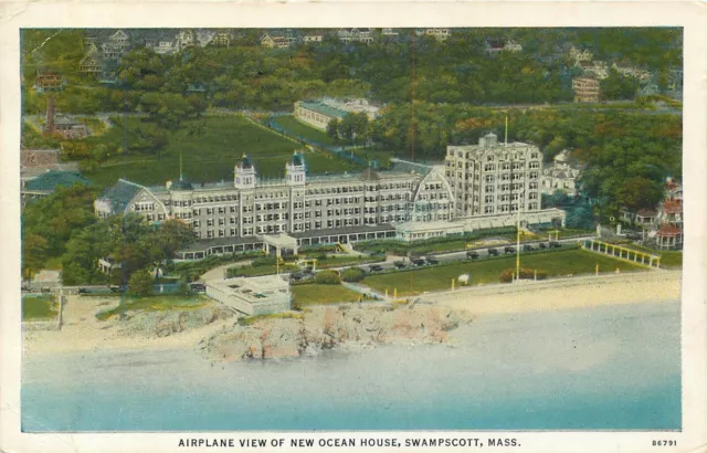 Swampscott, Massachusetts - Airplane View New Ocean House - 1934 Old Postcard