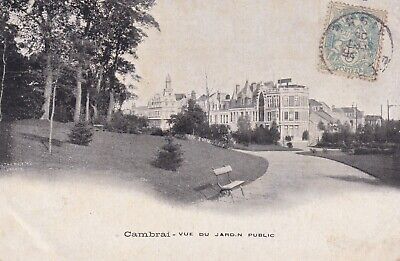 Carte postale ancienne NORD CAMBRAI vue du jardin public timbrée 1905
