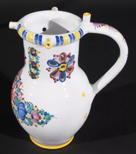 Modra Slovakia Keramik Puzzle Jug Floral Hand-Painted Tin-glazed Pottery Signed