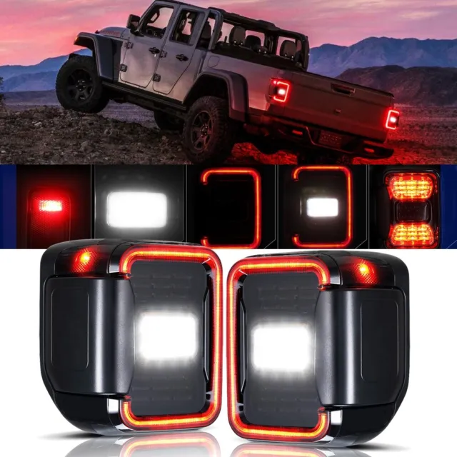 For Jeep Gladiator JT 2020 2021 2022 2023 Smoked LED Tail Lights Brake Reverse