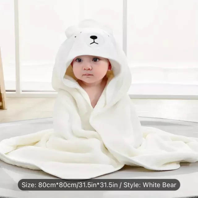 hooded baby bath towels. White