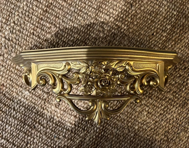 VINTAGE MCM MID Century Syroco Gold Wall Shelf Hollywood Regency 59.98