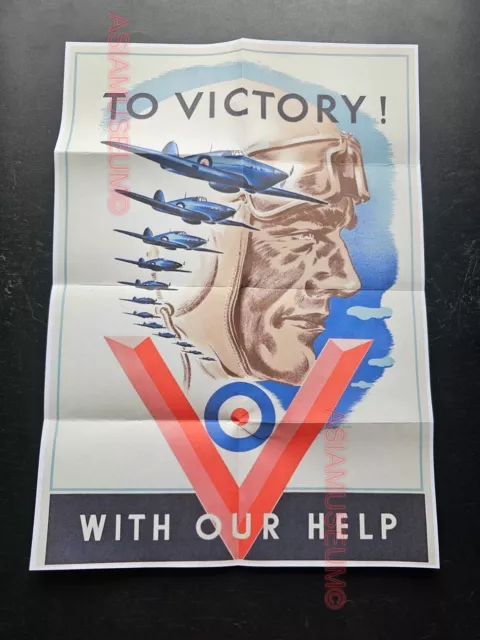 1943 Ww2 Usa America Raaf Pilot Plane Aircraft Victory War Propaganda Poster B38