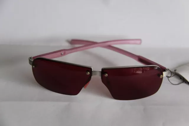 Farb Brille Sonnenbrille  Gläser Weinrot Rahmen Hinten Silberfarben Aus Metall