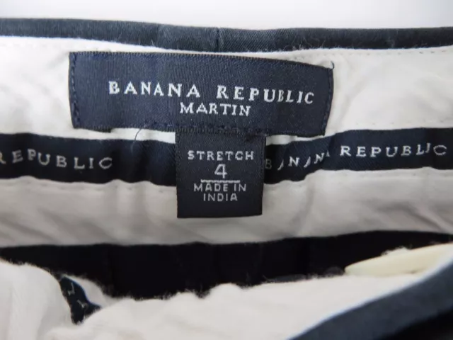 BANANA REPUBLIC CAPRI Cropped Pants Martin Fit Cotton Spandex Black Sz ...