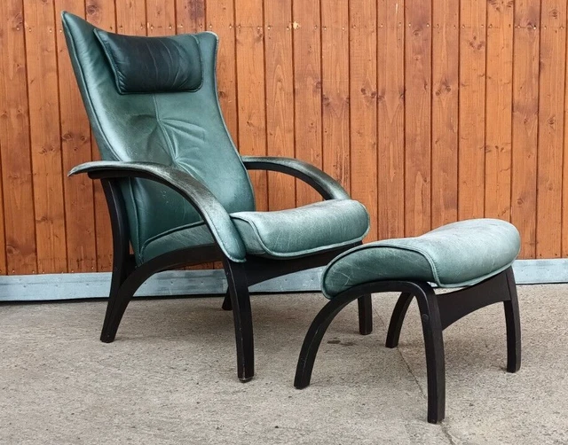 Designer Sessel Leder Brunstad Relaxsessel & Hocker Vintage Easy Chair 60er