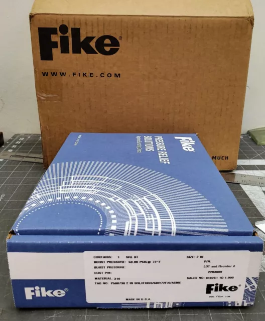 2” Fike Rupture Disc Srl Bt Type 2" 50 Psig @ 72˚ F 316 Stainless New [B6S2]