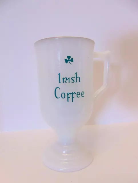 Vintage Irish Coffee Milk Glass Pedestal Cup Mug
