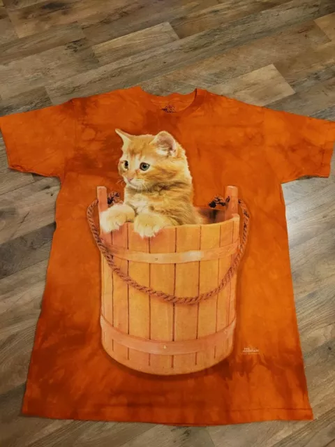 THE MOUNTAIN CAT Orange Tie Dye Short Sleeve T-Shirt Size Large Kitten ...