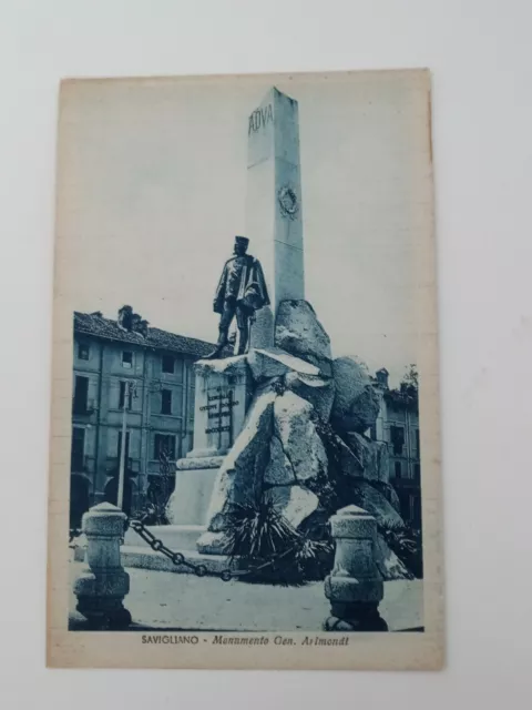 Cartolina "Savigliano - Monumento Gen. Arimondi" Non Vg (Anni '30/'40)