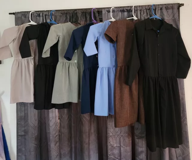 Amish Girls Cape Dresses Authentic Hand Made Lot Of 7 Dresses