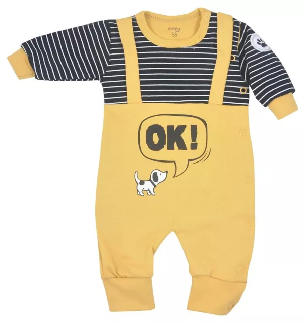 Baby Mädchen Jungen Strampler Schlafanzug Einteiler Gr. 56 62 68 74 ocker gelb