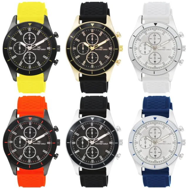 48mm Montres Carlo Luxury Fashion Silicone Band Hip Hop Clubbing Men's Watch