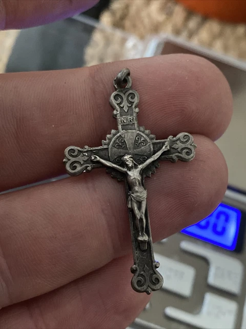 Pendentif Croix Religieuse En Argent Sterling Art Nouveau - Vintage, Occasion