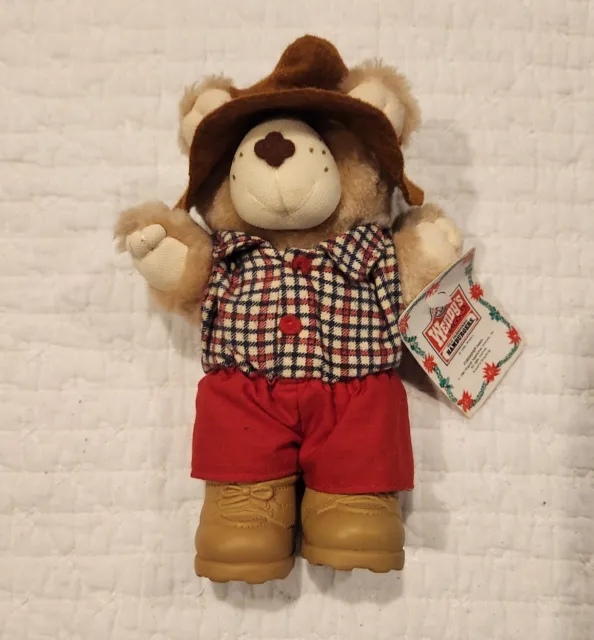 Wendy's Vintage 1986 Boone Furskin Holiday  Bears Plush Toy With Tags 7" #T4