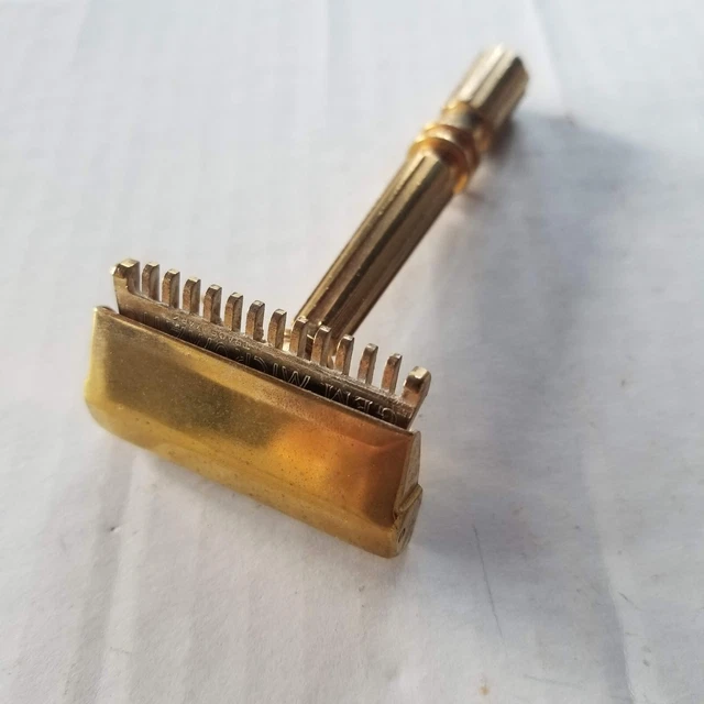 Vintage GEM MICROMATIC - Single Edge Blade Safety Razor - Gold Tone