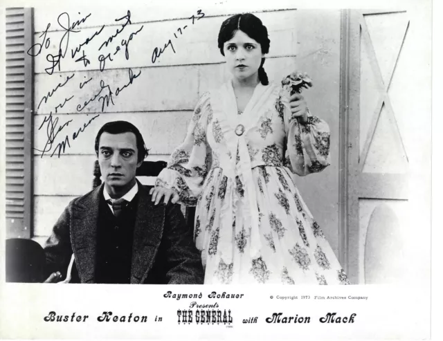 Buster Keaton "The General" Signed Photo By Co-Star Marion Mack ~ Classic Silent