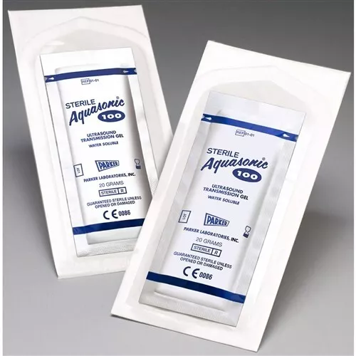 Ultrasound Gel Aquasonic 100 Transmission, Sterile 20g Foil Pouch - 288 Count