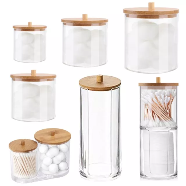 Cotton Wool Balls Bud Swab Holder Jar Makeup Pads Container Dispenser UK
