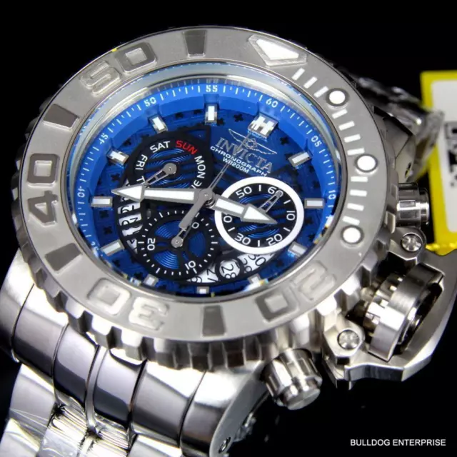 Montre chronographe suisse Invicta Sea Hunter Gen II 70 mm bleu neuve