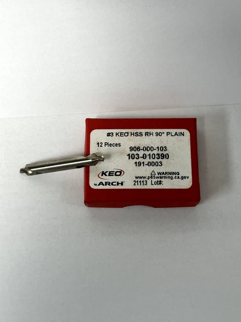 KEO # 3 90 DEGREE HSS RH COMBINATION DRILL AND COUNTERSINK, Lot of 3, NEW