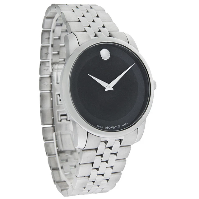 Movado Museum Mens Black Dial Stainless Steel Swiss Quartz Watch 0606504